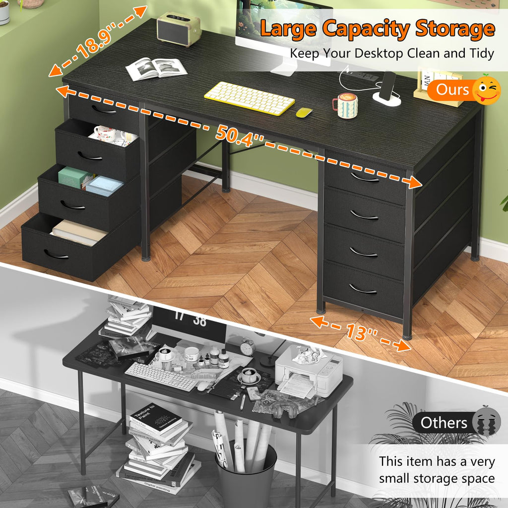 YOMILUVE Computer Desk with 8 Drawers