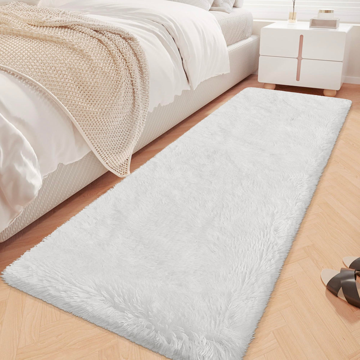 JiaoBaba Rainbow Tie-Dye Fluffy Area Rug for Kids