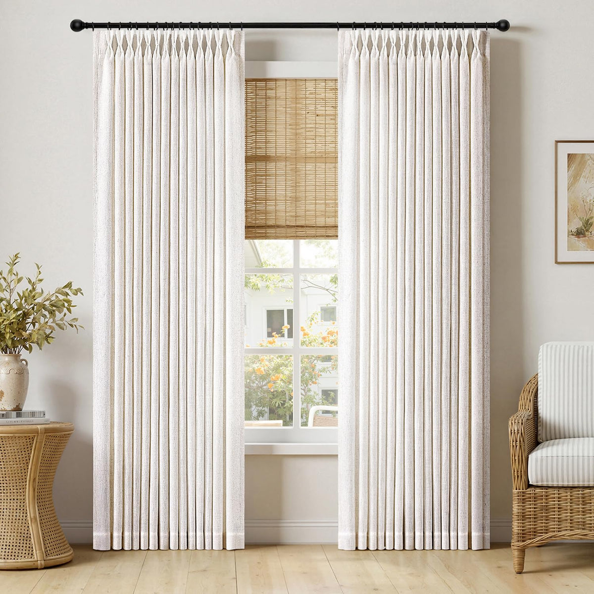 MIULEE Pinch Pleated Linen Light Filtering Curtains