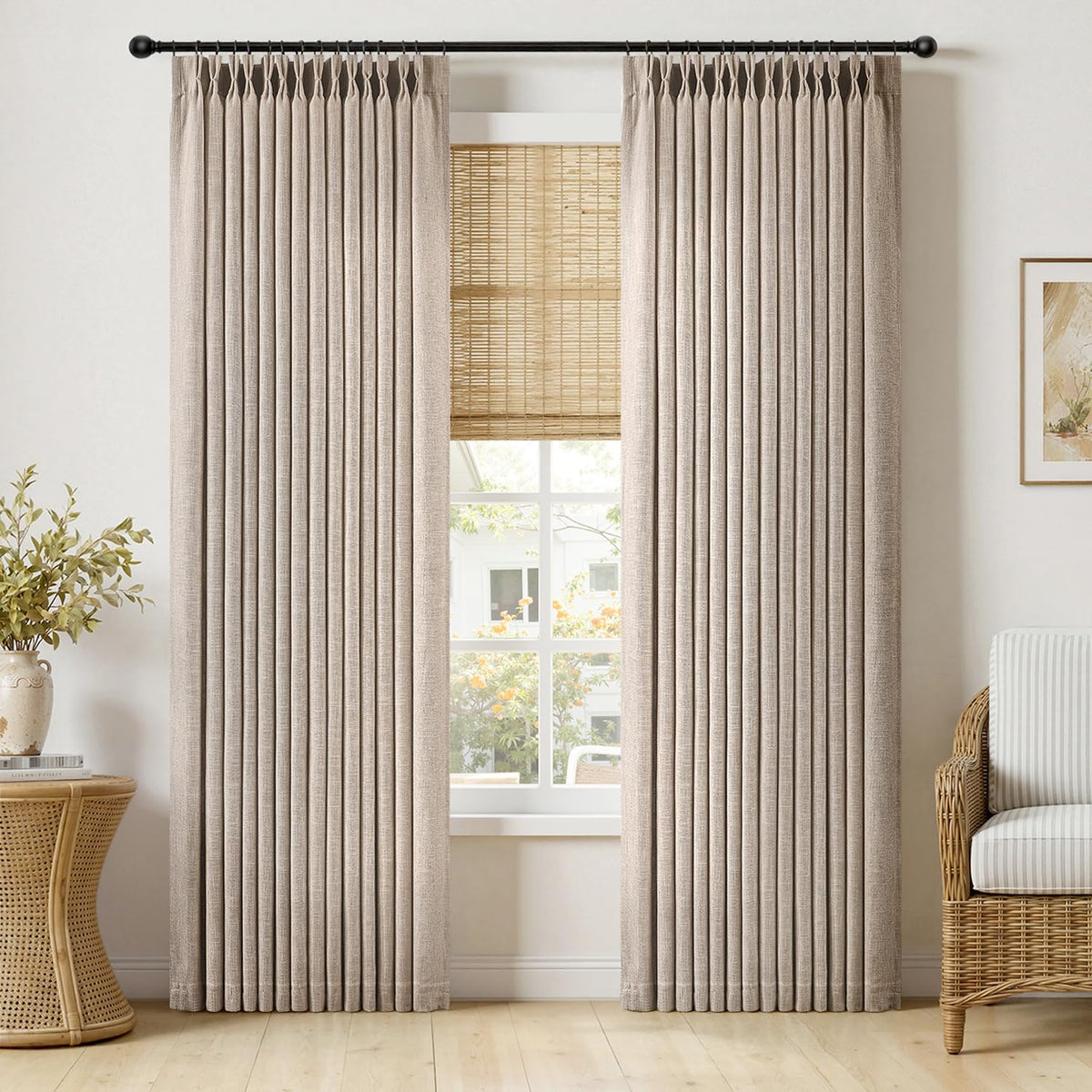 MIULEE Pinch Pleated Linen Light Filtering Curtains