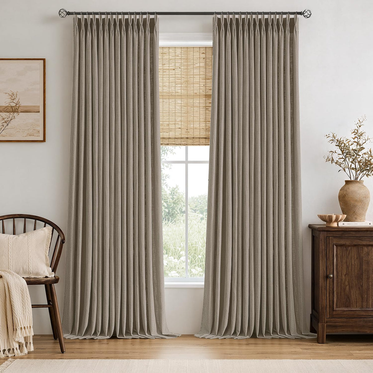 MIULEE Pinch Pleated Linen Light Filtering Curtains