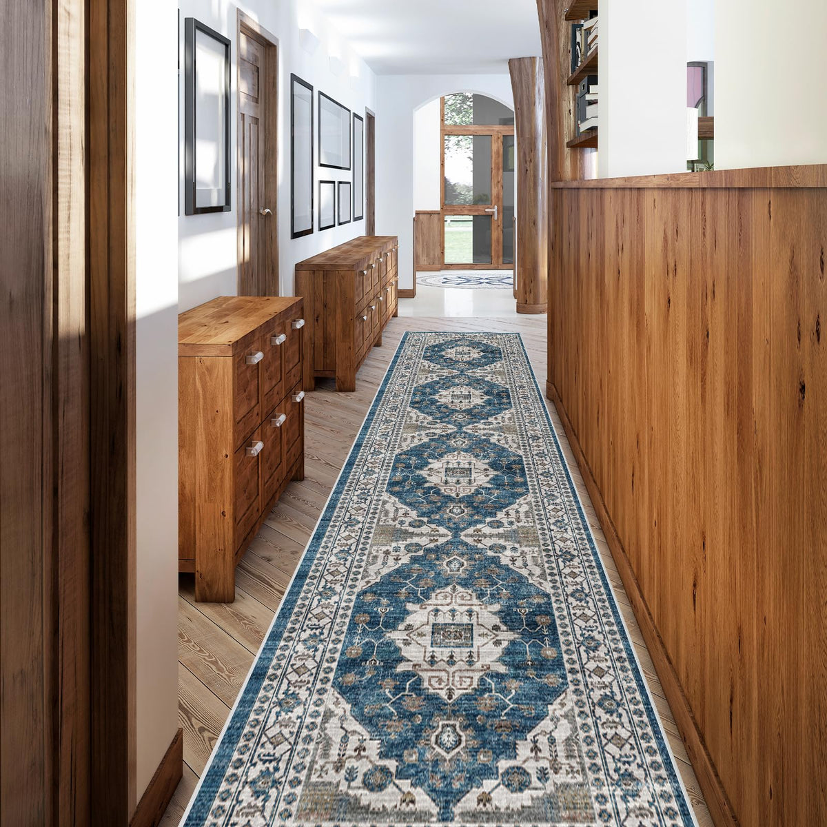 Vintage Washable Non-Slip Hallway Runner Rug, 2' x 7'