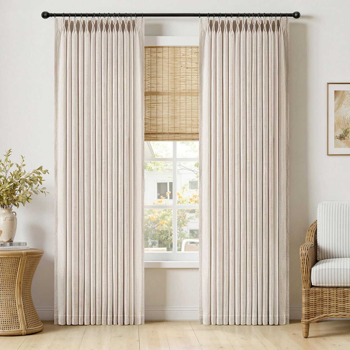 MIULEE Pinch Pleated Linen Light Filtering Curtains