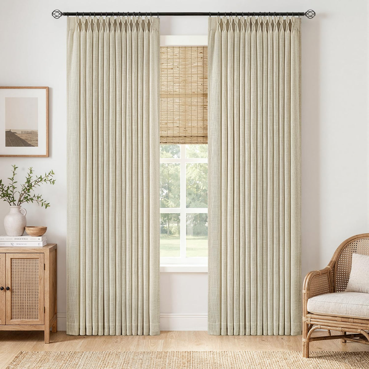 MIULEE Pinch Pleated Linen Light Filtering Curtains