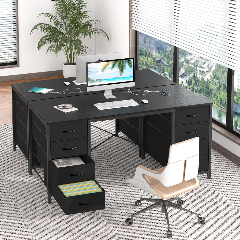 YOMILUVE Computer Desk with 8 Drawers