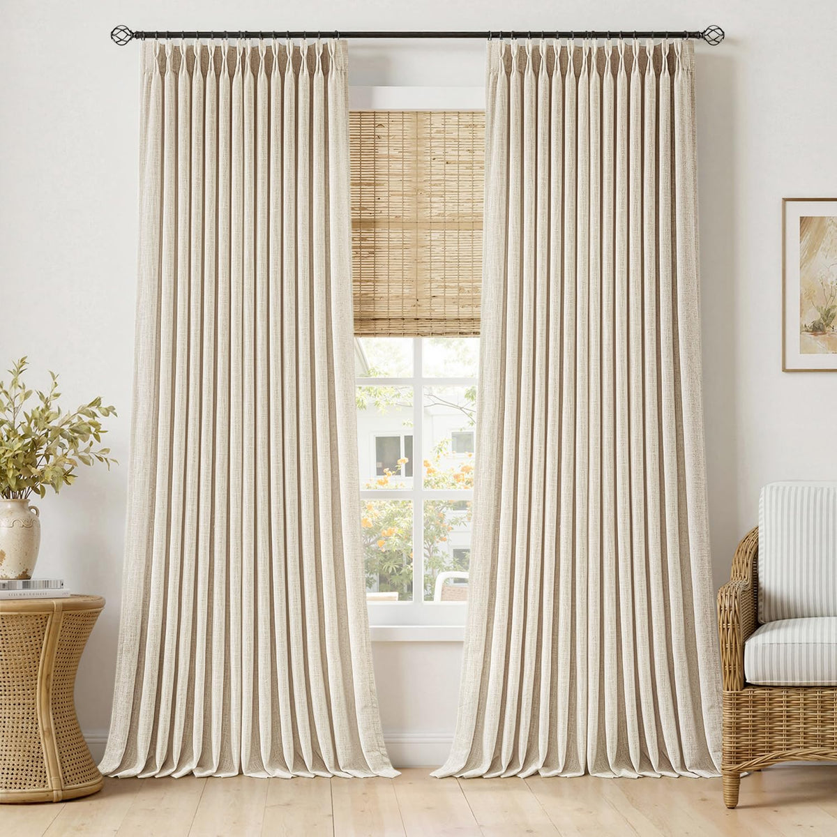 MIULEE Pinch Pleated Linen Light Filtering Curtains