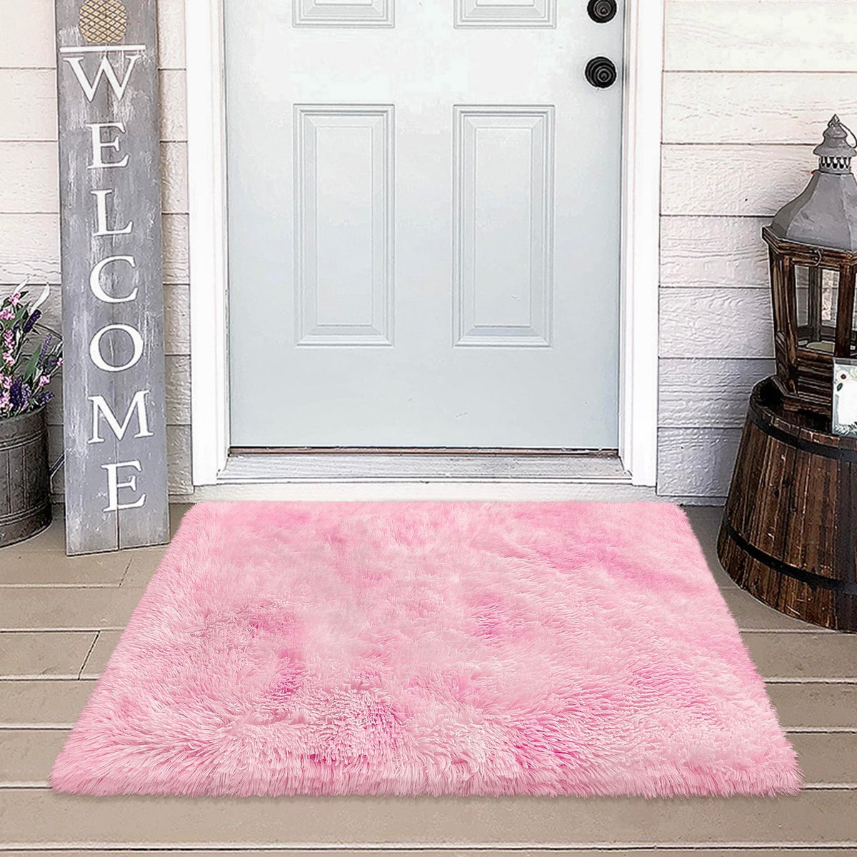 JiaoBaba Rainbow Tie-Dye Fluffy Area Rug for Kids