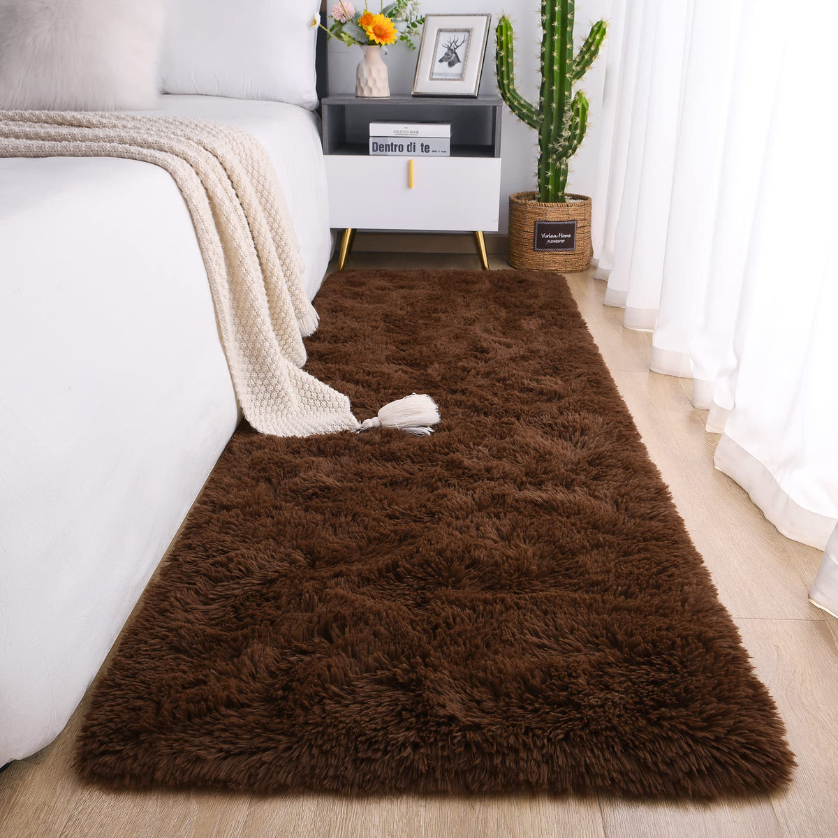 Chicrug Soft Runner Rug for Bedroom Living Room Plush Fluffy Rug 2x10
