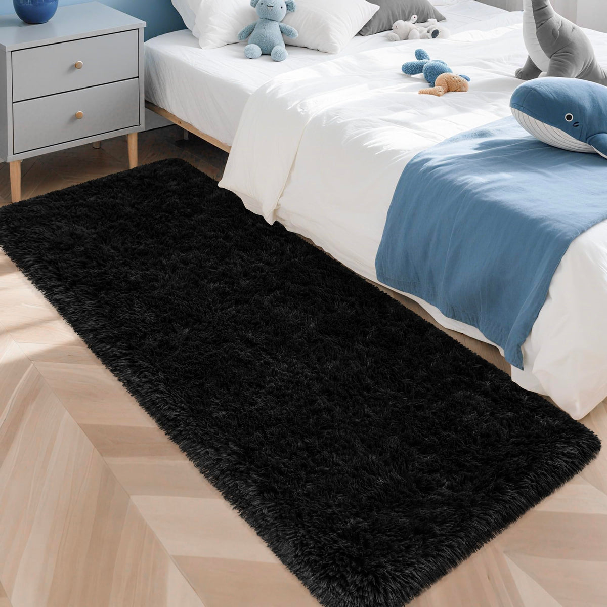 JiaoBaba Rainbow Tie-Dye Fluffy Area Rug for Kids