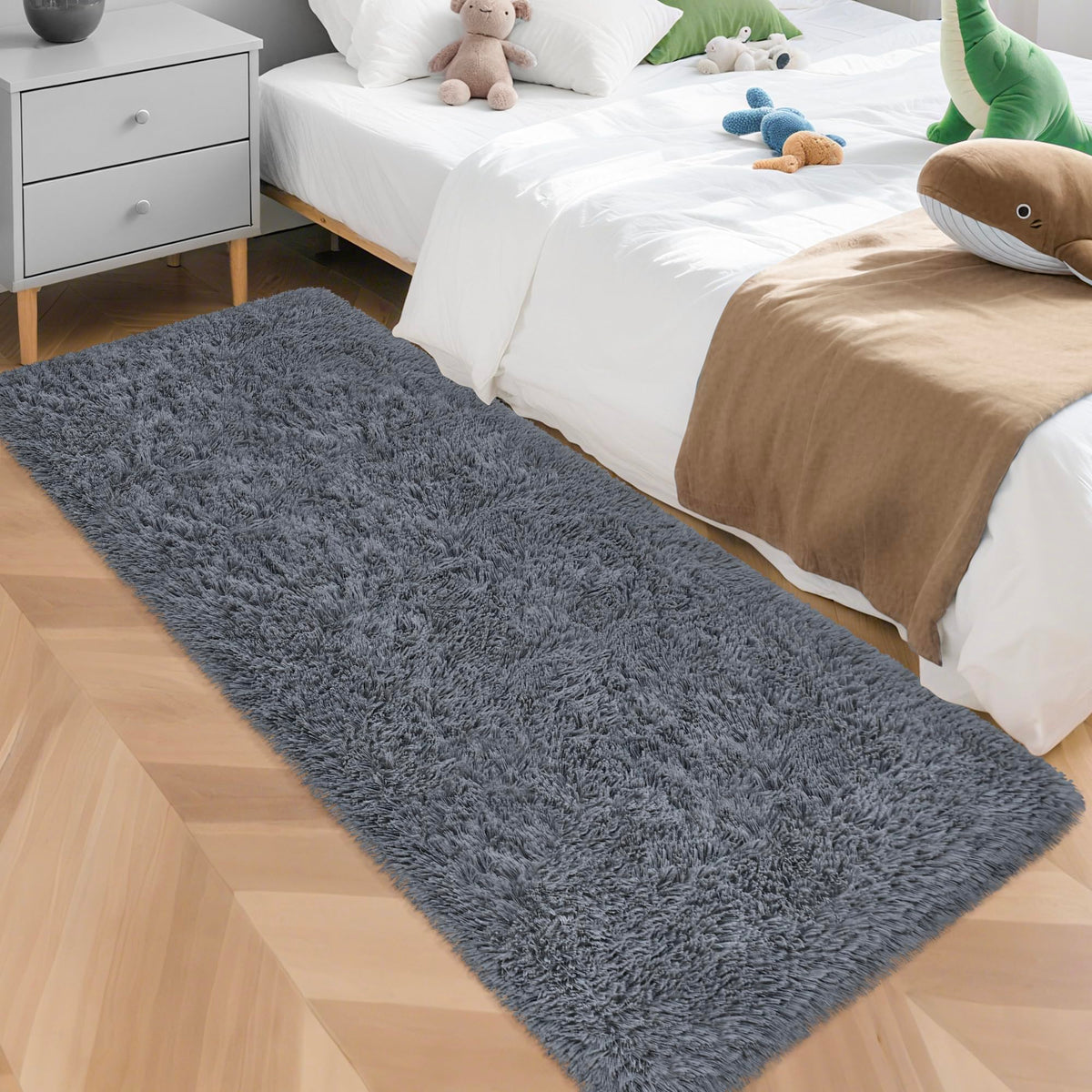 JiaoBaba Rainbow Tie-Dye Fluffy Area Rug for Kids