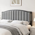 Salamir Headboard for Bed with LED Lights, Upholstered Vertical Channel Tufting Head Boards, Linen Fabric Bed Headboard Only, Study & Comfortable, Ideal for Bedroom, Dorm, Guest Room, Grey