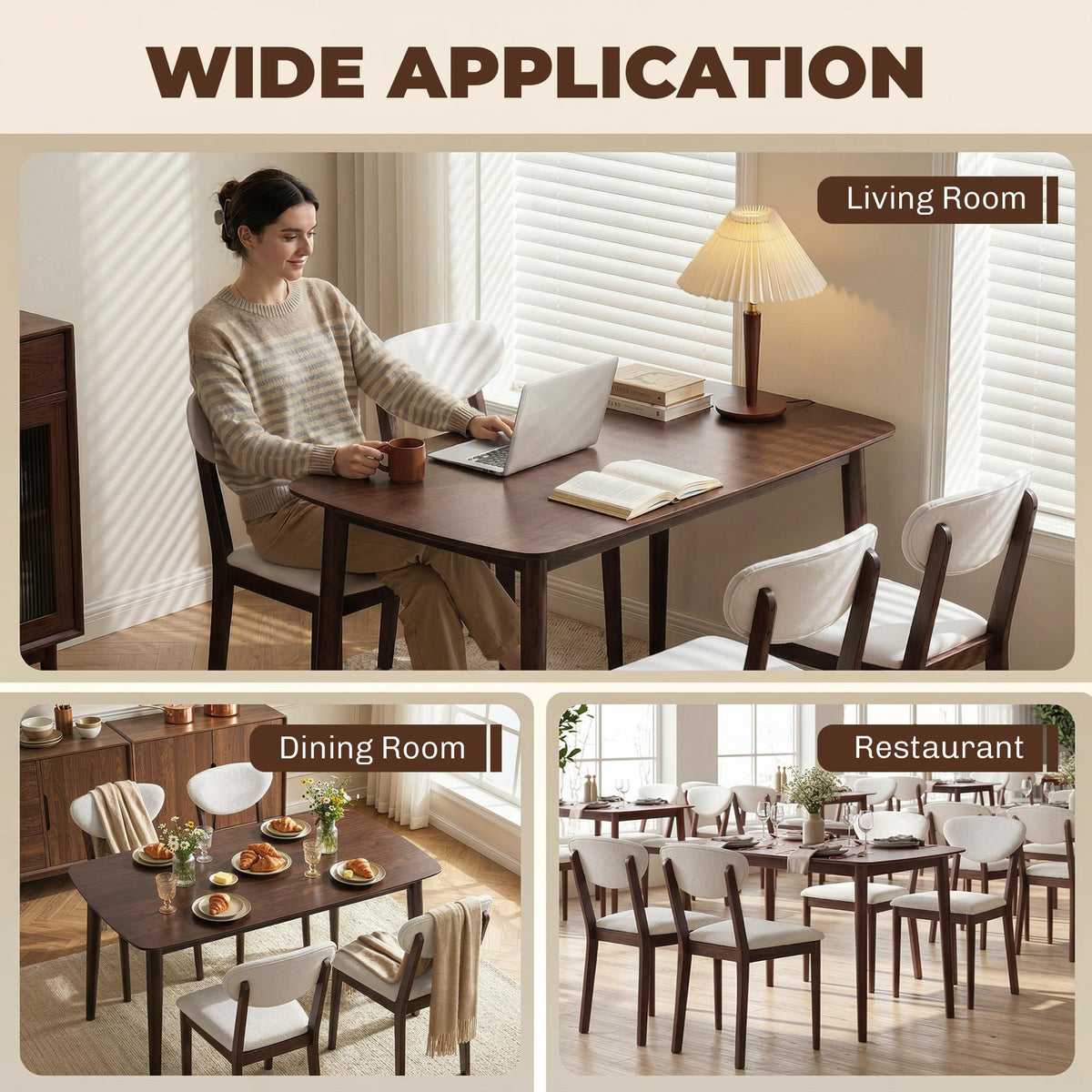 HOMCOM 5-Piece Dining Table Set for 4 Mid Century Modern