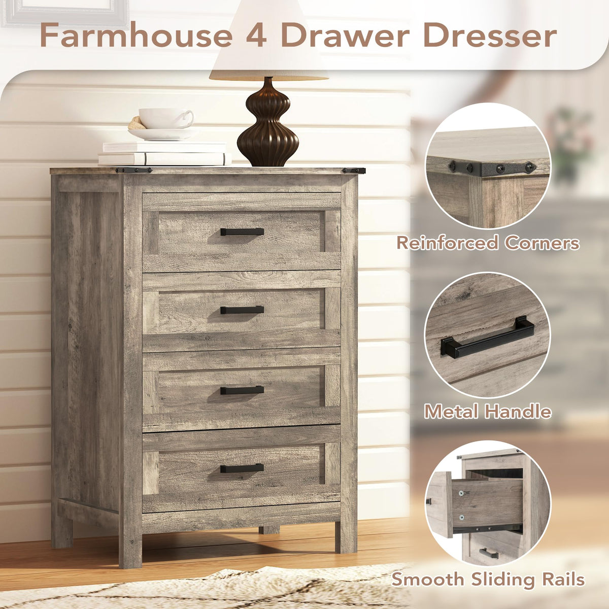EazeHome Wooden Dresser for Bedroom
