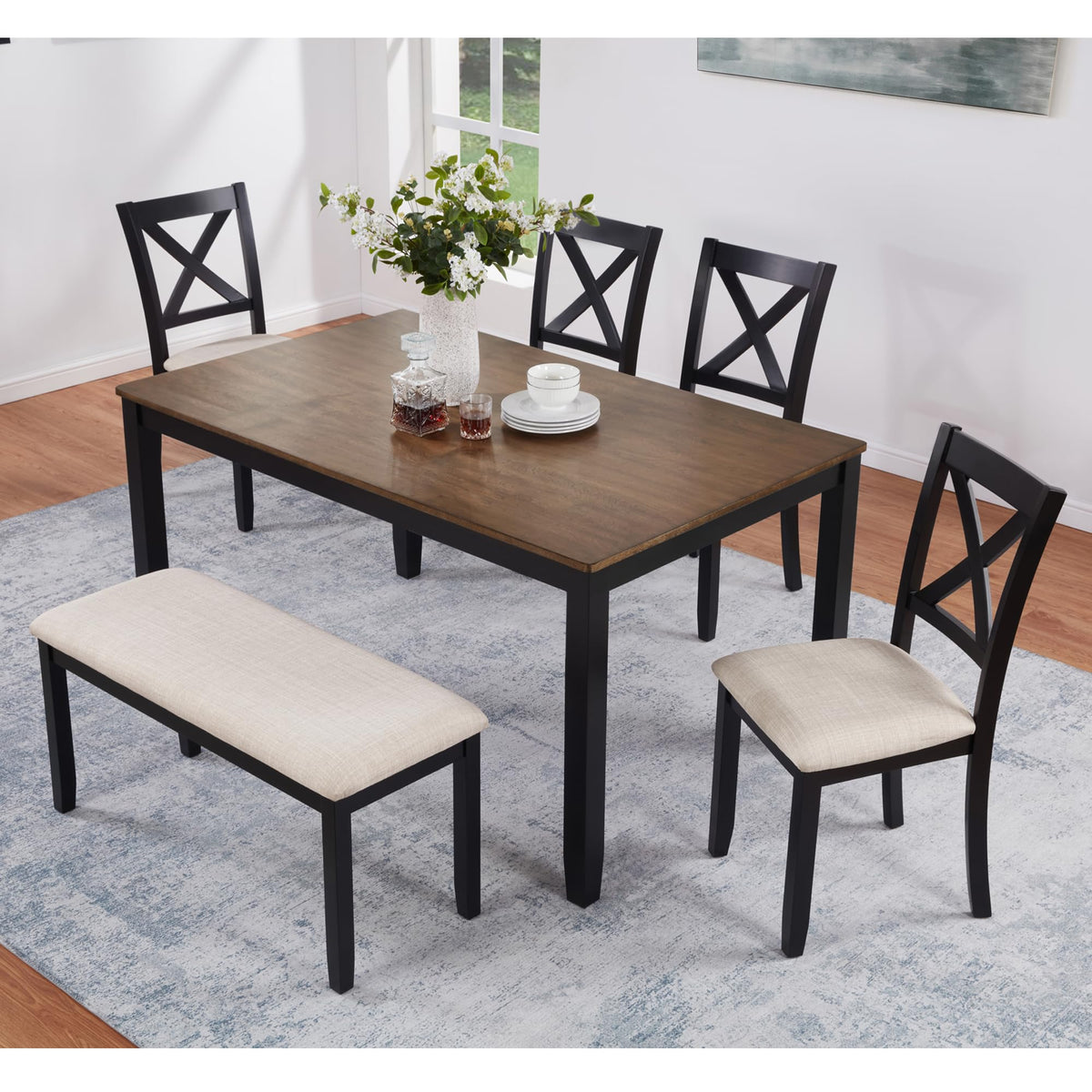 Harper & Bright Designs Wood Dining Table Set, Kitchen Furniture Set with with Table and Chairs