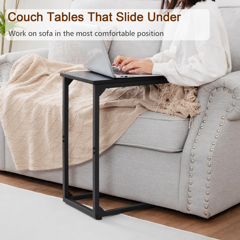 AMHANCIBLE C Shaped End Tables, TV Trays Set of 2 for Living Room