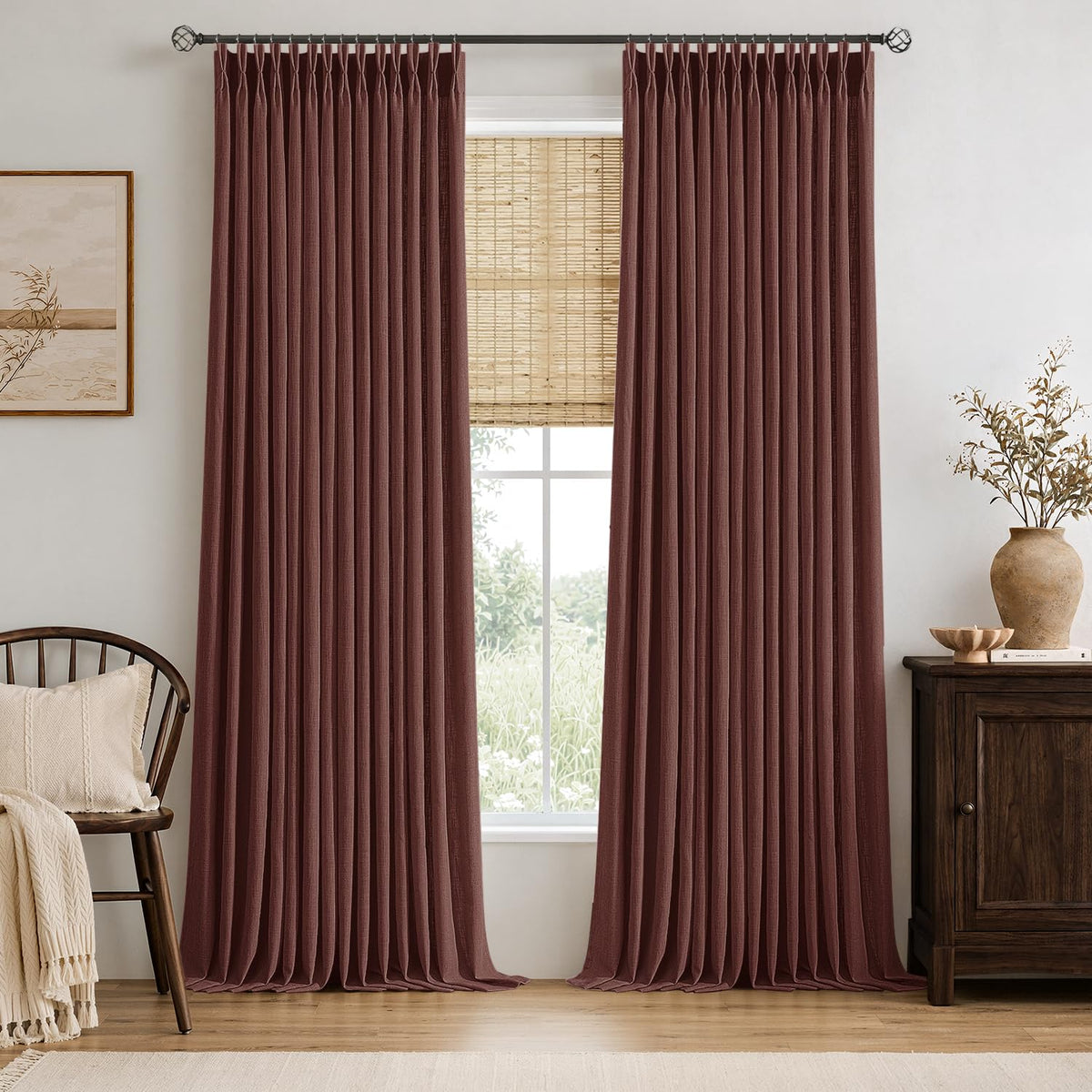 MIULEE Pinch Pleated Linen Light Filtering Curtains