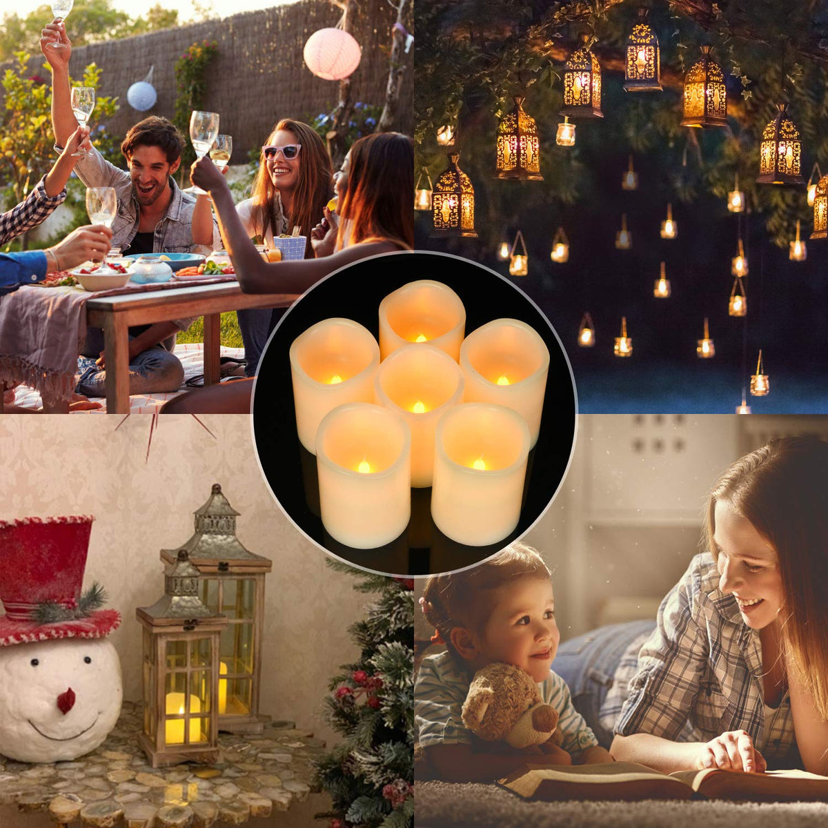AKU TONPA Flameless Candles Battery Operated Pillar Real Wax Electric LED Candle Sets with Remote Control Cycling 24 Hours Timer, 4" 5" 6" Pack of 3