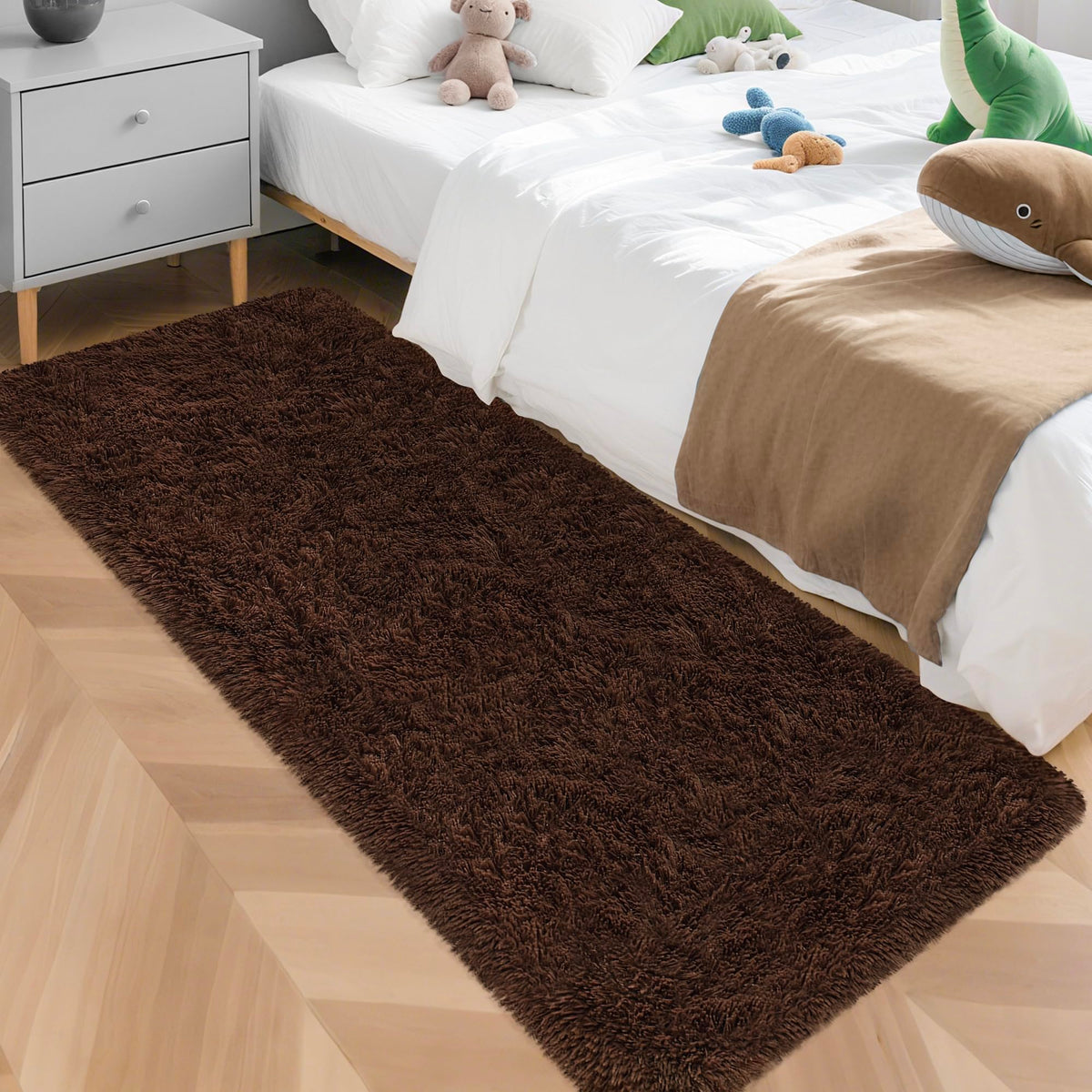 JiaoBaba Rainbow Tie-Dye Fluffy Area Rug for Kids