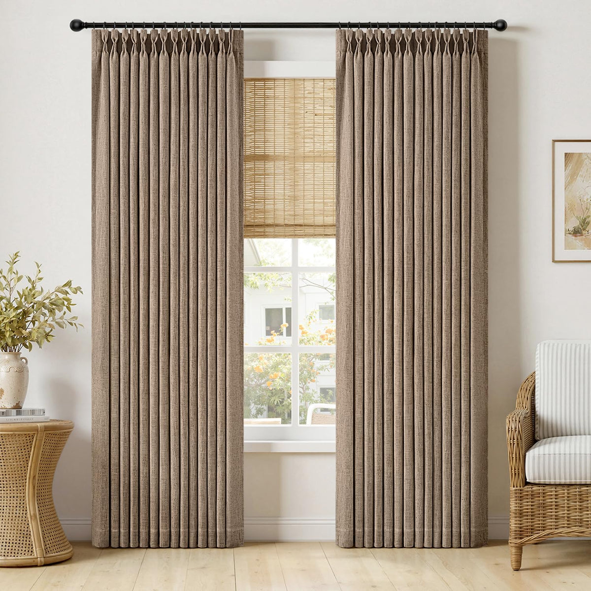 MIULEE Pinch Pleated Linen Light Filtering Curtains