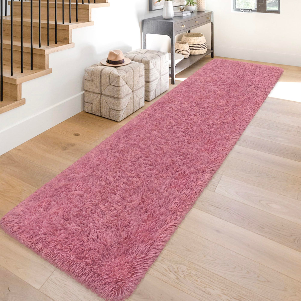 JiaoBaba Rainbow Tie-Dye Fluffy Area Rug for Kids