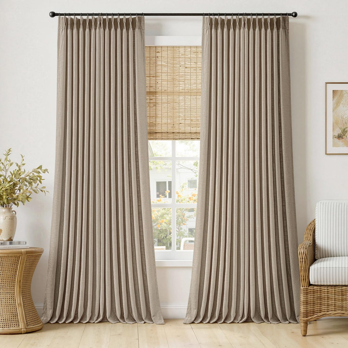 MIULEE Pinch Pleated Linen Light Filtering Curtains