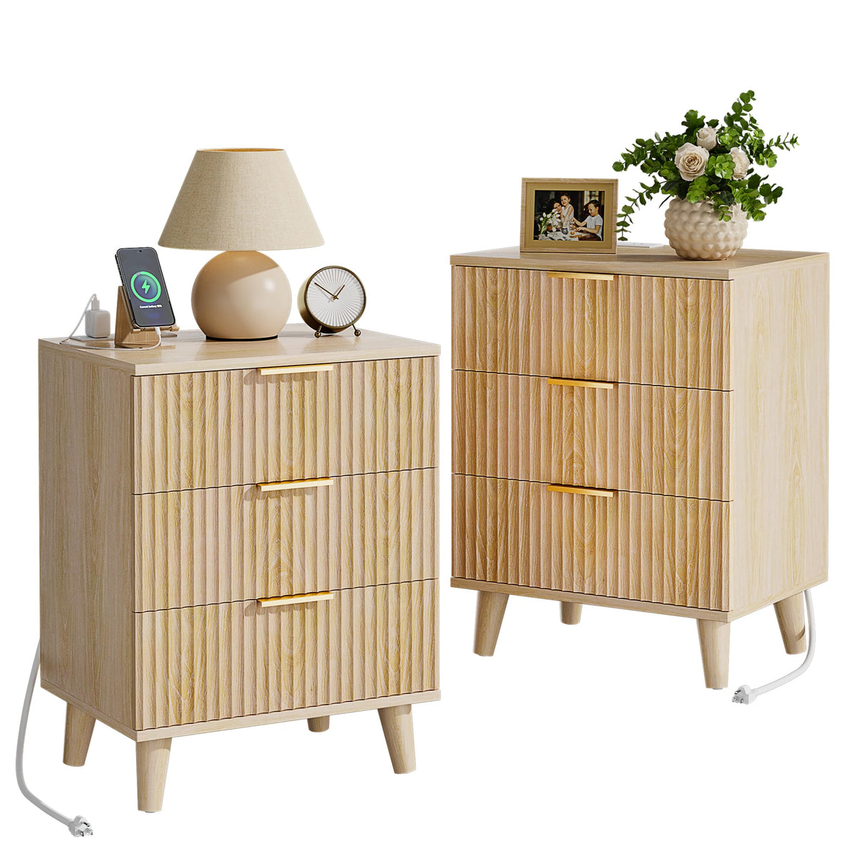 Lulive Wood Black Dresser for Bedroom Fluted Modern Chest of Drawers Storage Organizer