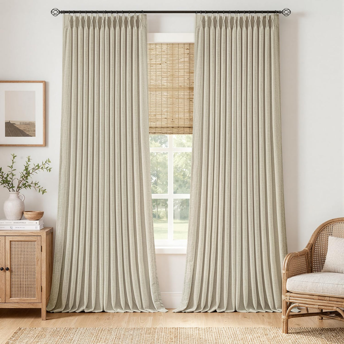 MIULEE Pinch Pleated Linen Light Filtering Curtains