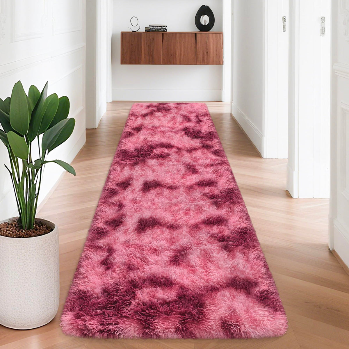 JiaoBaba Rainbow Tie-Dye Fluffy Area Rug for Kids