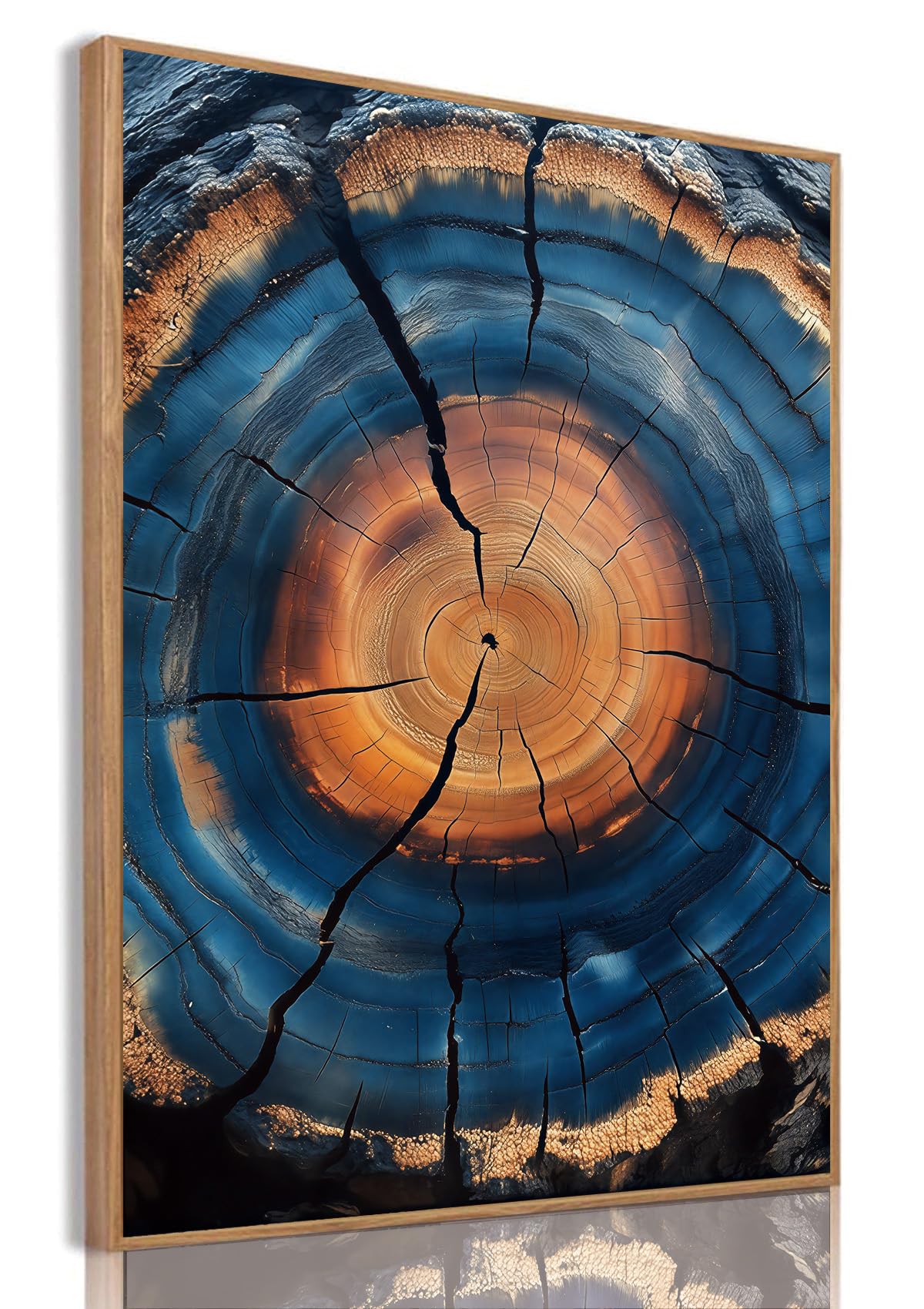 IBHJSART Framed Tree Ring Canvas Wall Art Abstract Colorful Wood Stump Decor Painting Prints Modern Minimalist Pictures Neutral Nature Rustic Farmhouse Living Room Bedroom Bathroom Office