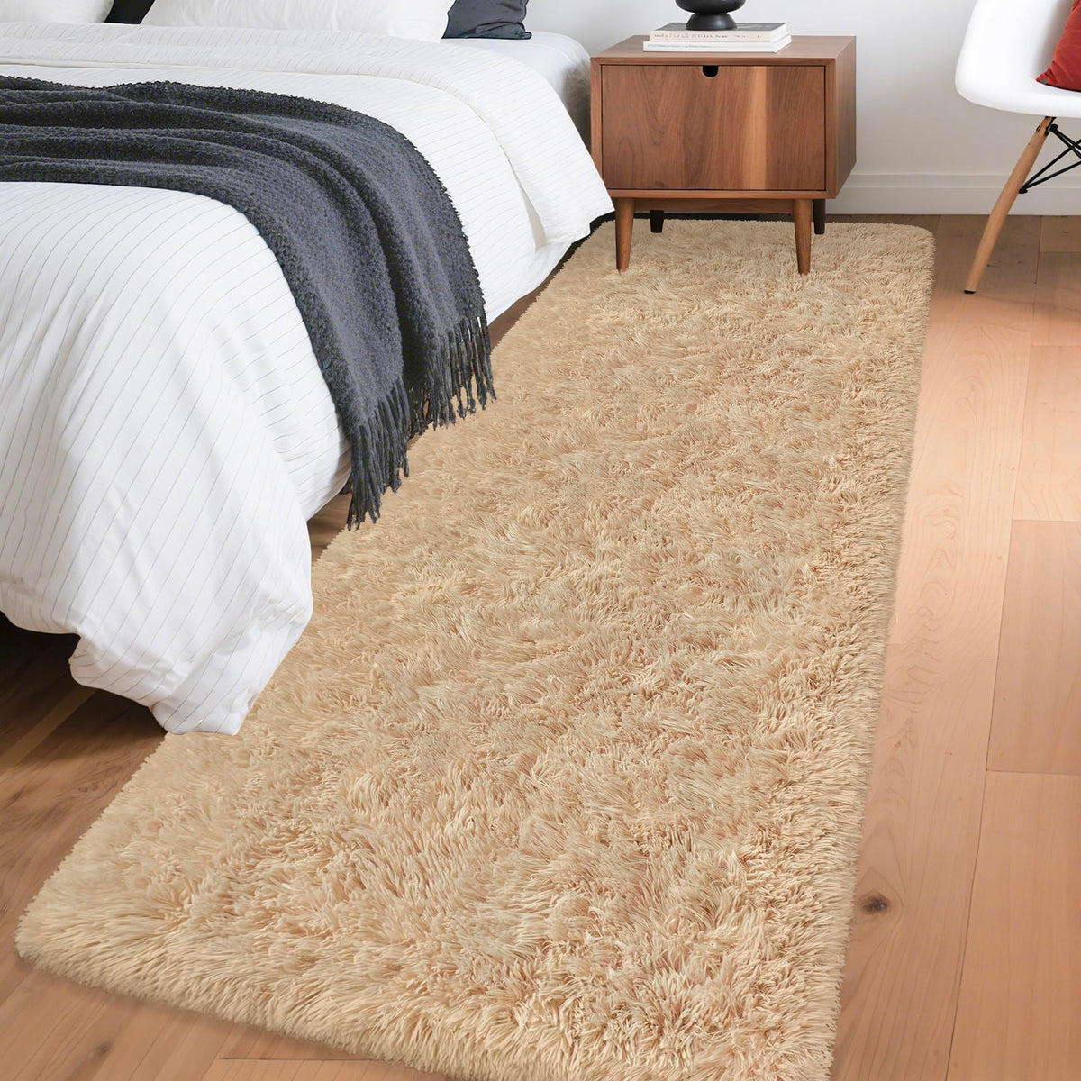 JiaoBaba Rainbow Tie-Dye Fluffy Area Rug for Kids