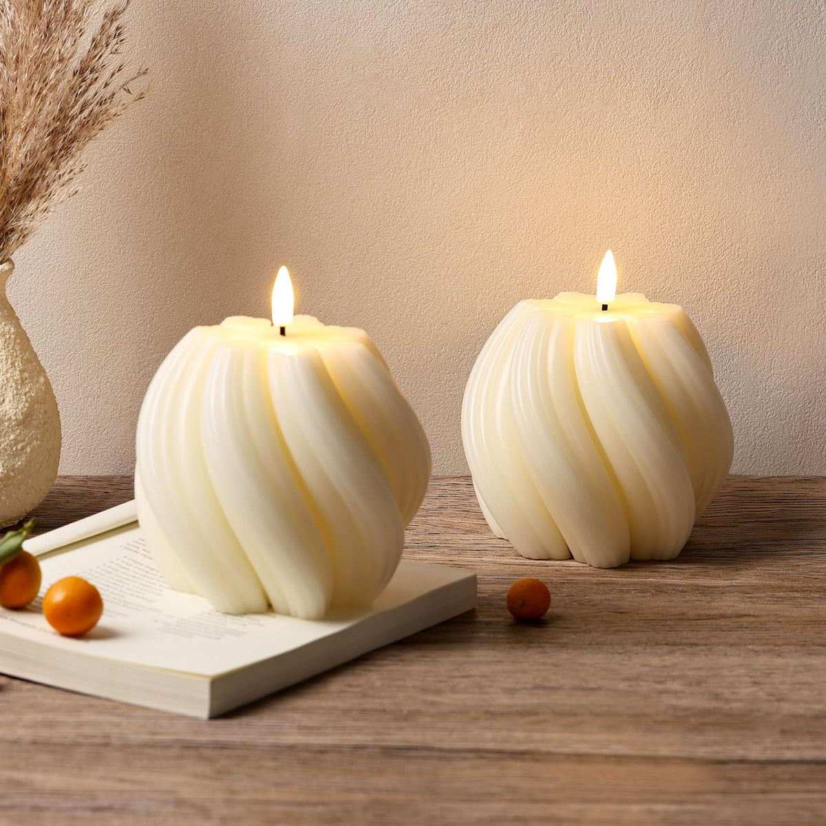 Girimax Swirl Flameless Candles with Remote & Timer