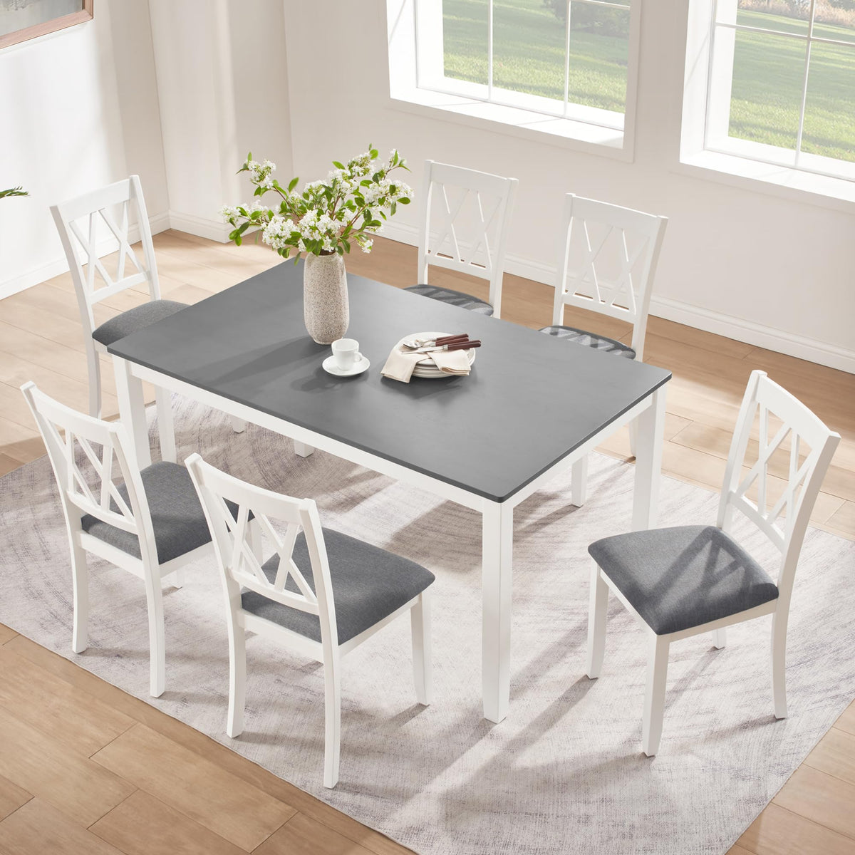 Harper & Bright Designs Wood Dining Table Set, Kitchen Furniture Set with with Table and Chairs