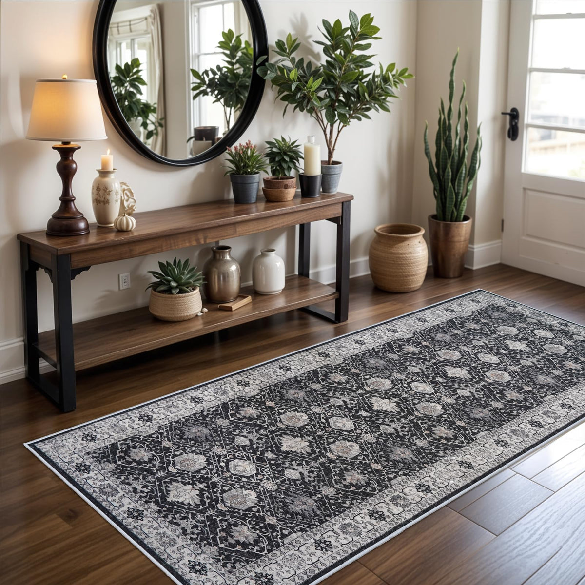 Vintage Washable Non-Slip Hallway Runner Rug, 2' x 7'