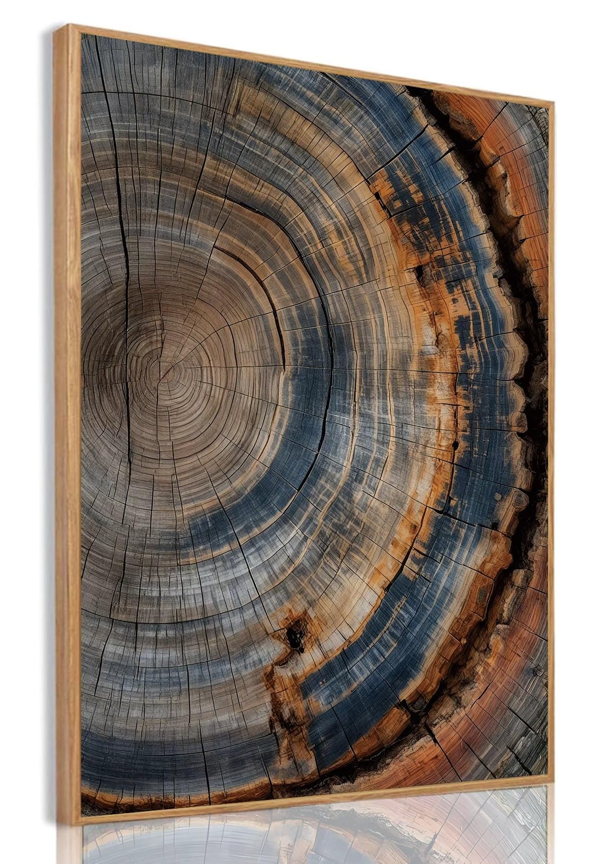 IBHJSART Framed Tree Ring Canvas Wall Art Abstract Colorful Wood Stump Decor Painting Prints Modern Minimalist Pictures Neutral Nature Rustic Farmhouse Living Room Bedroom Bathroom Office