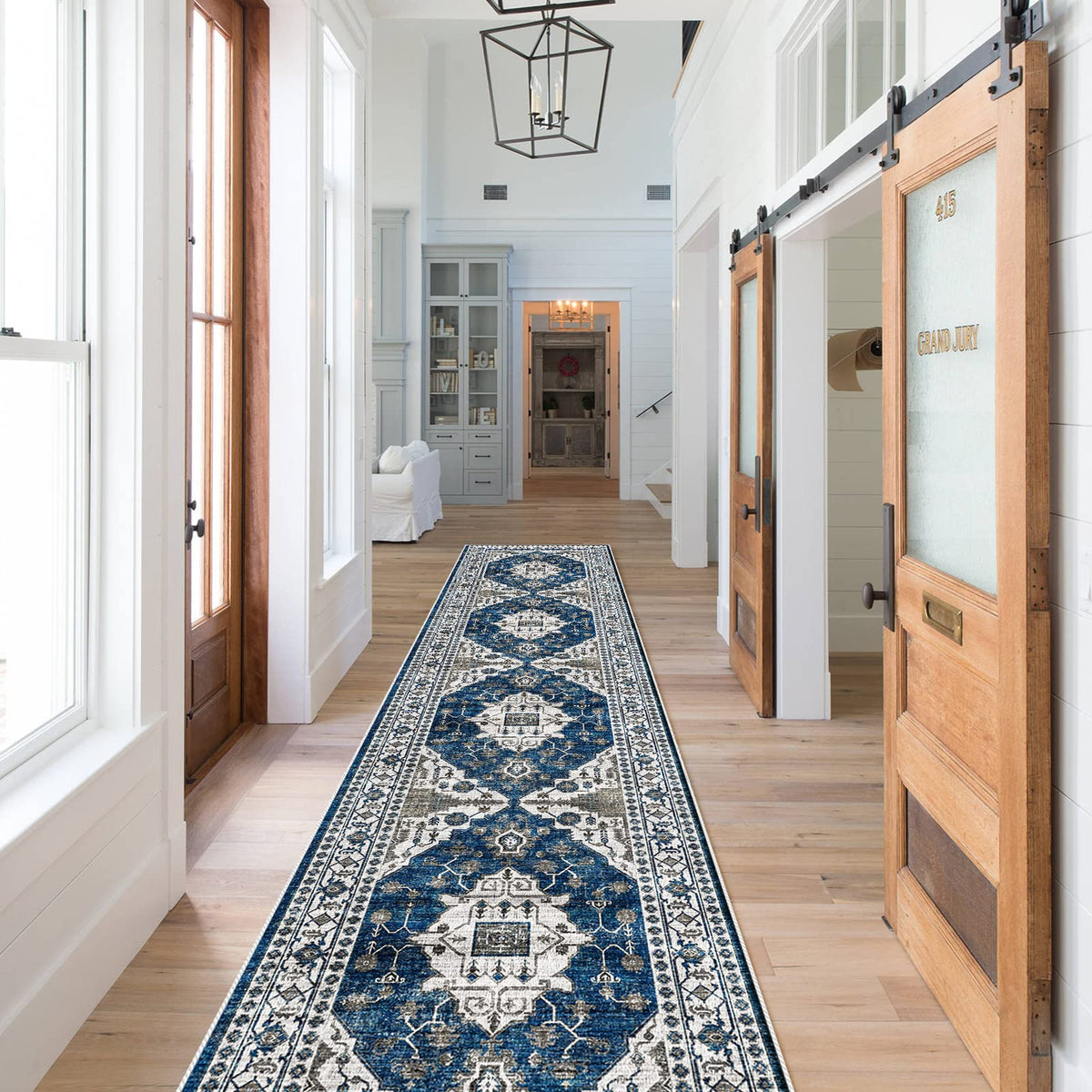 Vintage Washable Non-Slip Hallway Runner Rug, 2' x 7'