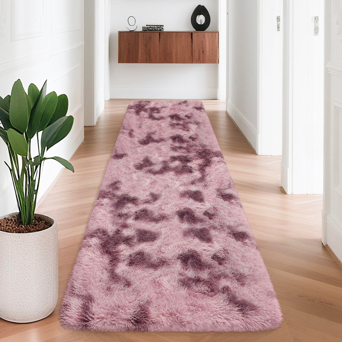 JiaoBaba Rainbow Tie-Dye Fluffy Area Rug for Kids