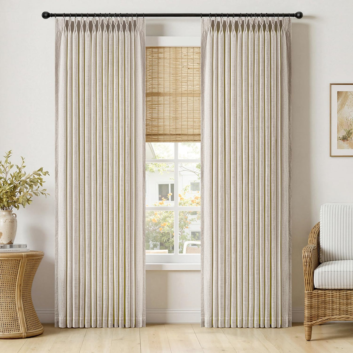 MIULEE Pinch Pleated Linen Light Filtering Curtains