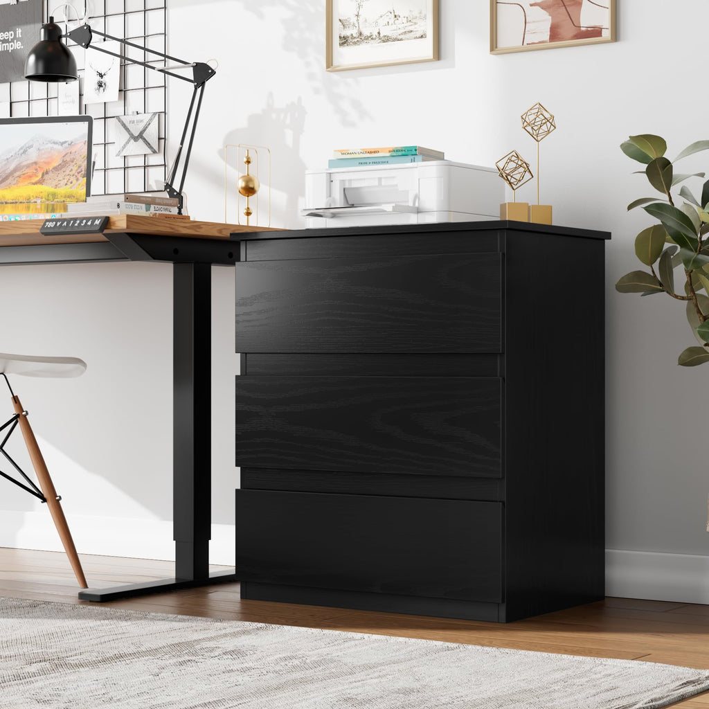 Bamjoy Nightstand with 3 Drawers, Beside Table with Drawers for Bedroom, Small Side Table Storage Cabinet 3 Drawer Night Stand for Home Office