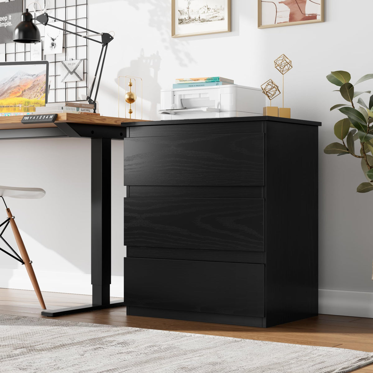 Bamjoy Nightstand with 3 Drawers, Beside Table with Drawers for Bedroom, Small Side Table Storage Cabinet 3 Drawer Night Stand for Home Office
