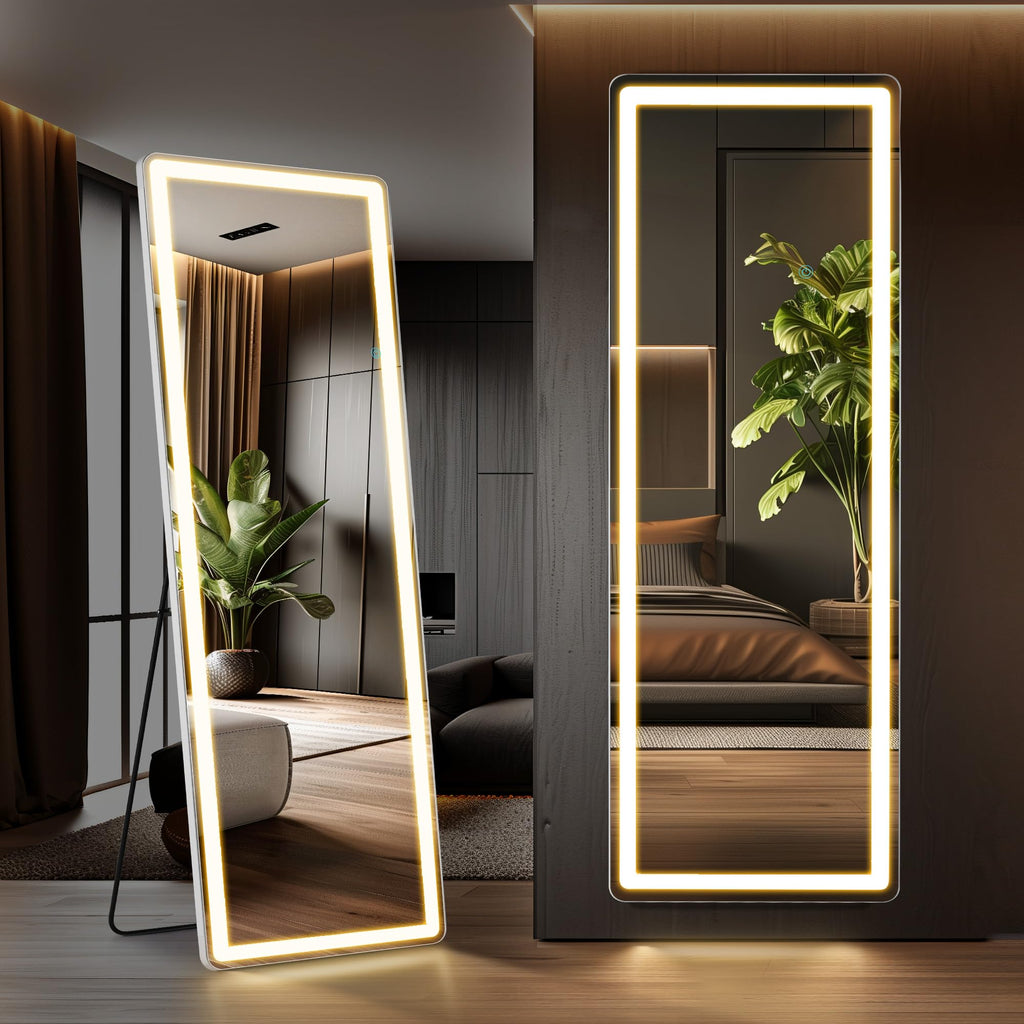 Aidoly Mirror Full Length, Upgraded Body Wall Mirrors with Shatter-Proof Glass, Floor Standing, Hanging or Leaning, Tall Mirror with Stand Aluminum Alloy Frame for Bedroom Cloakroom