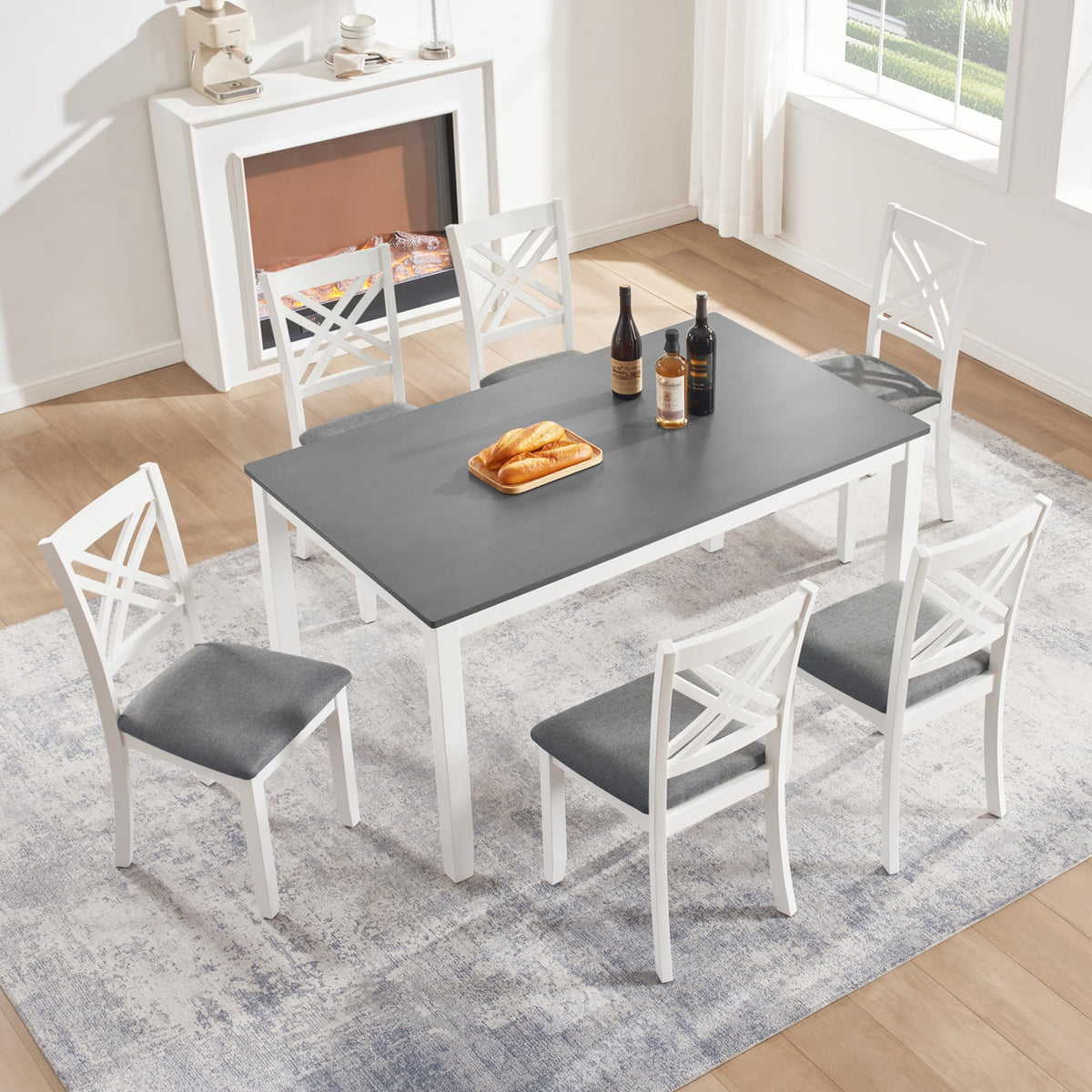 Harper & Bright Designs Wood Dining Table Set, Kitchen Furniture Set with with Table and Chairs