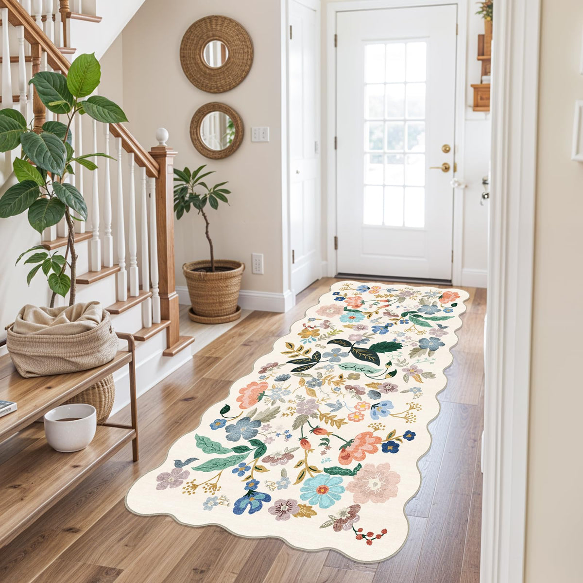Vintage Washable Non-Slip Hallway Runner Rug, 2' x 7'