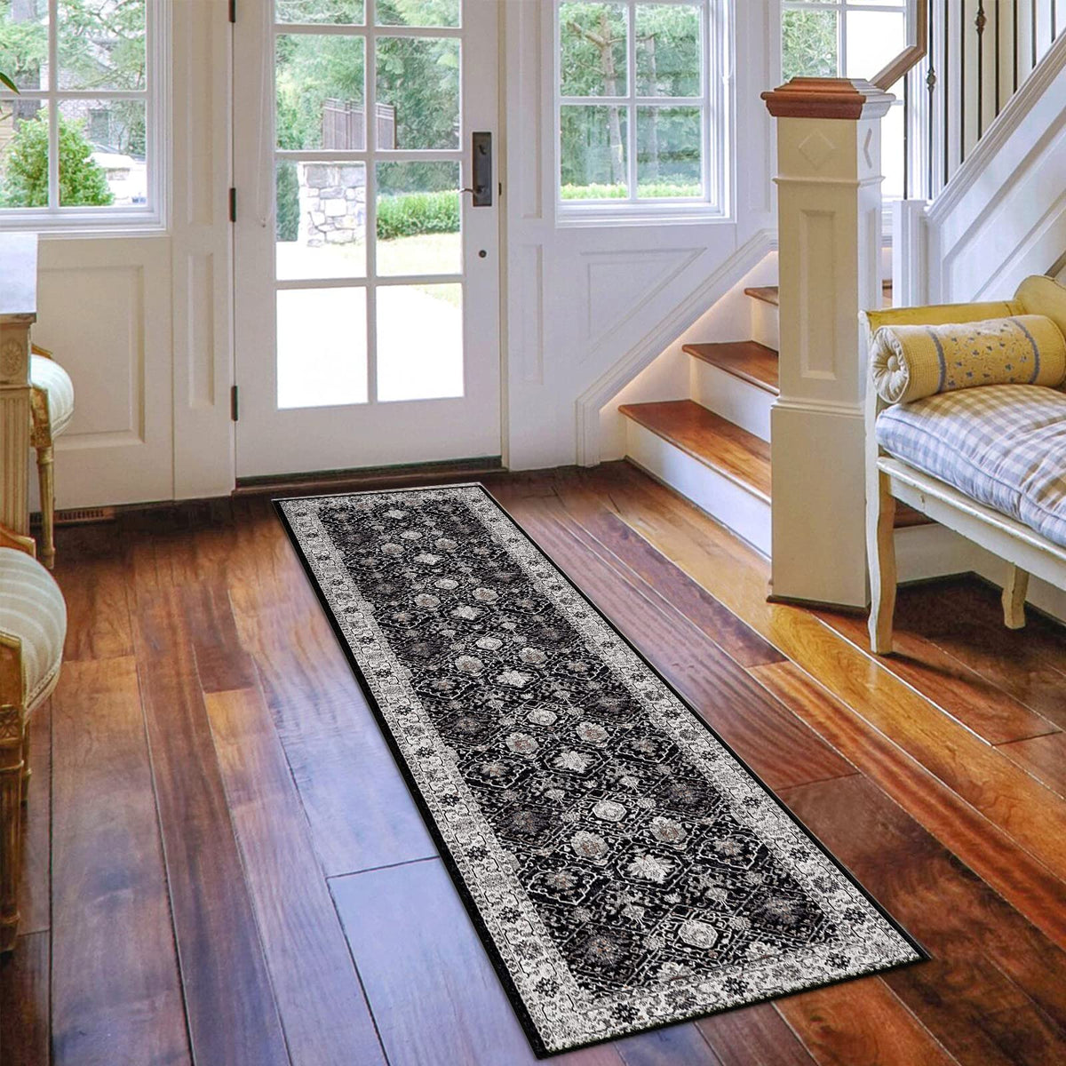 Vintage Washable Non-Slip Hallway Runner Rug, 2' x 7'