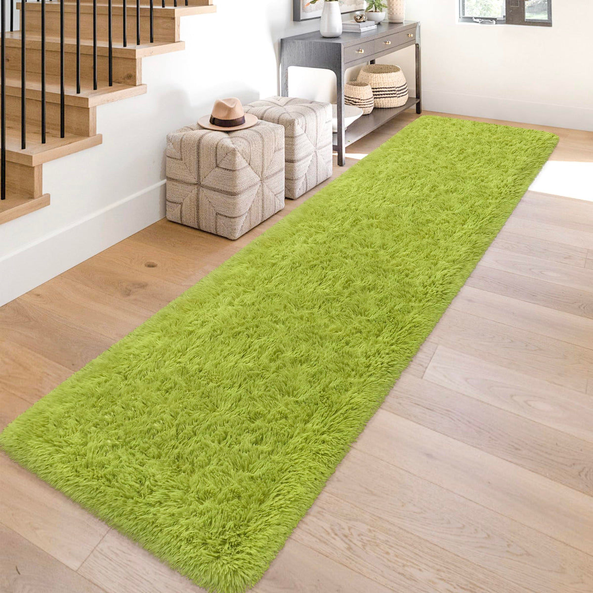 JiaoBaba Rainbow Tie-Dye Fluffy Area Rug for Kids