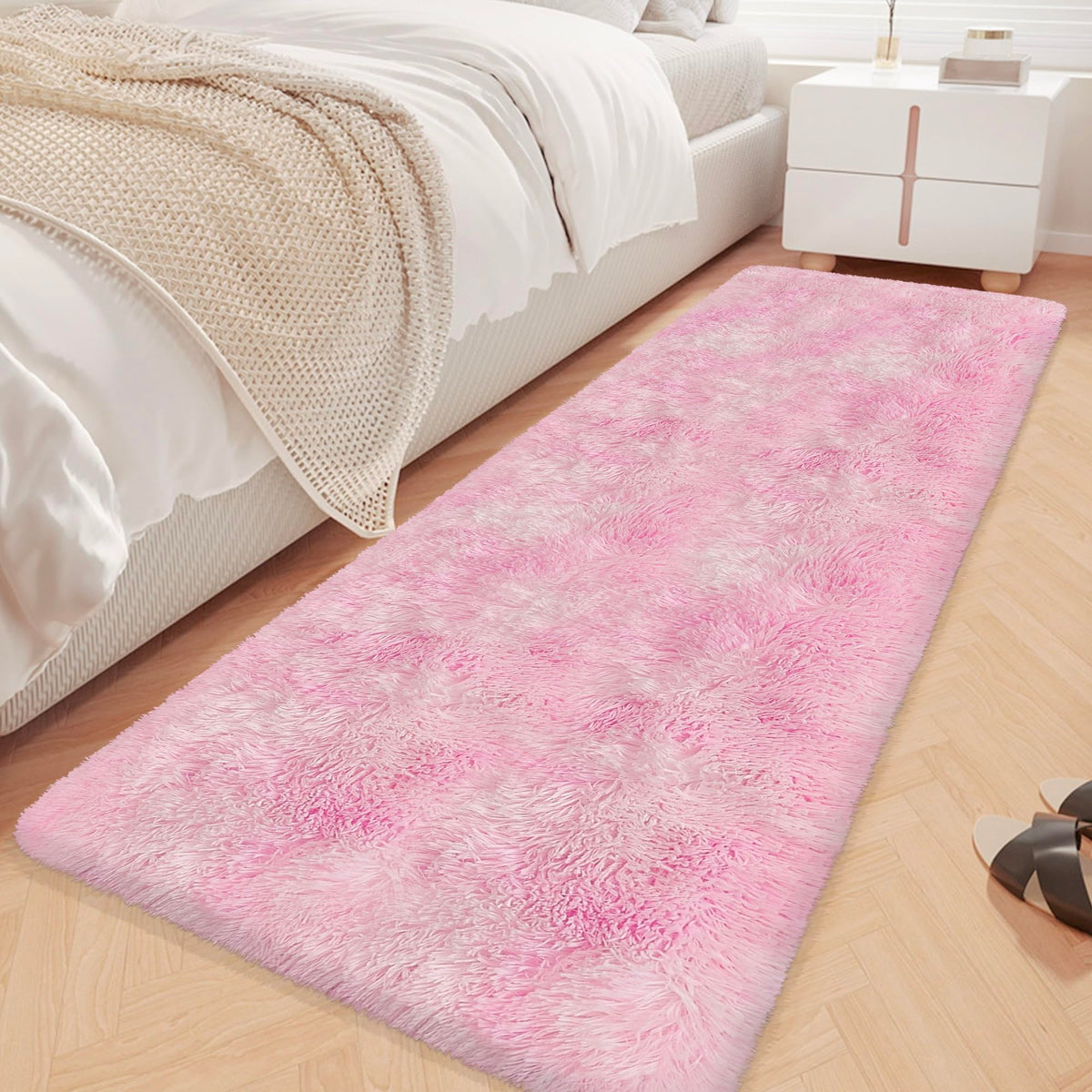 JiaoBaba Rainbow Tie-Dye Fluffy Area Rug for Kids