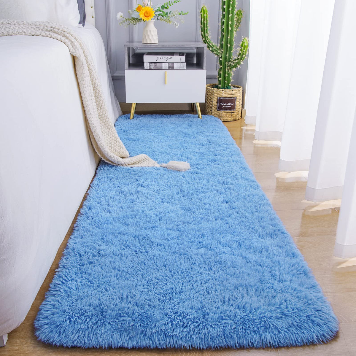 Chicrug Soft Runner Rug for Bedroom Living Room Plush Fluffy Rug 2x10