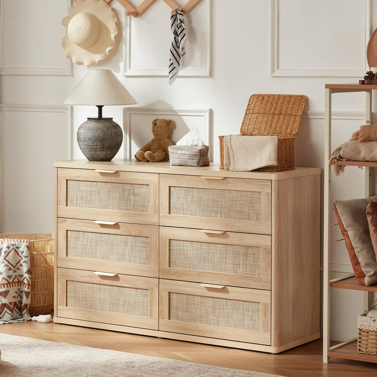 LEYAOYAO Rattan Dresser and Nightstand Sets 3 Piece, Natural