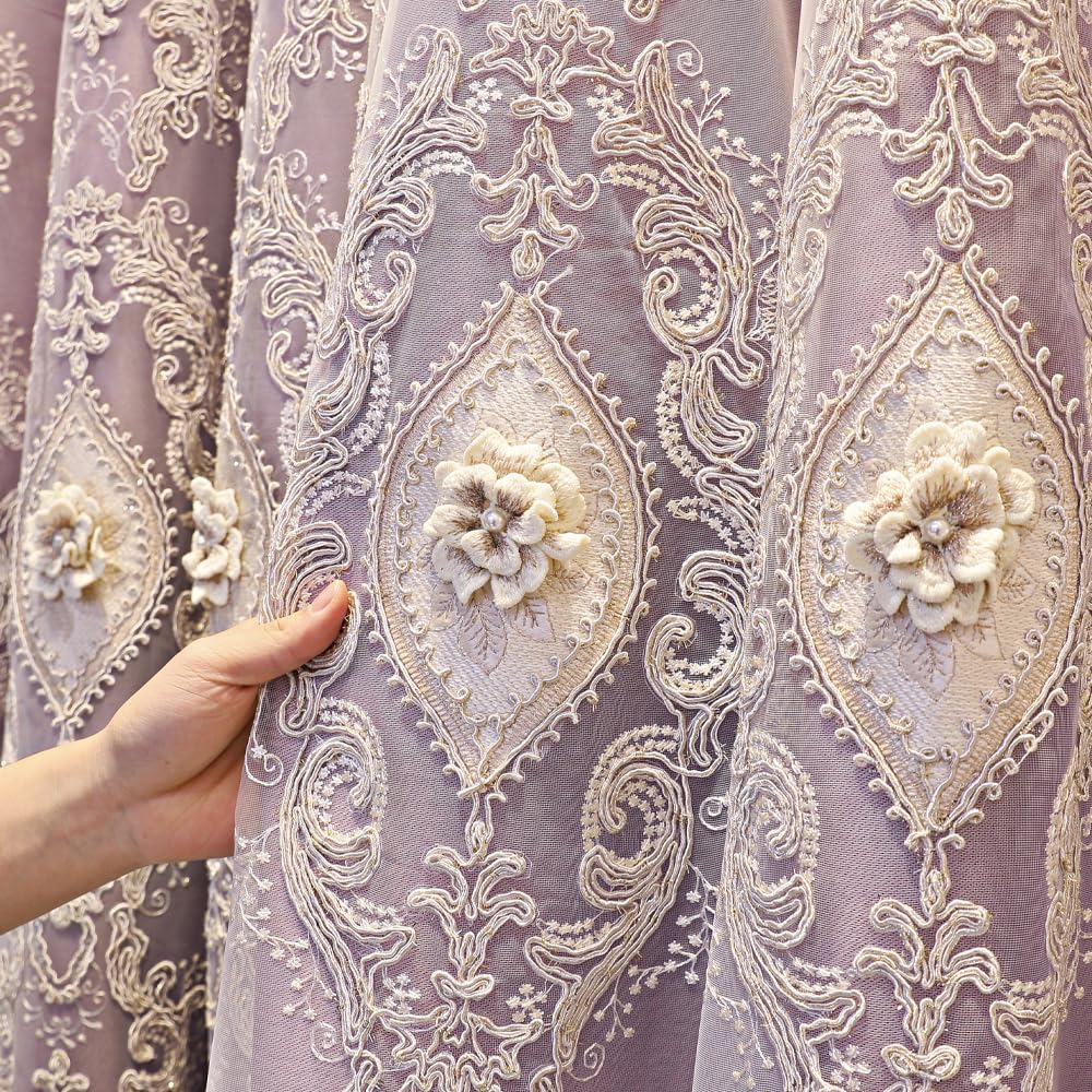 YAJUYunLin French-Style Layered Embroidered Curtains