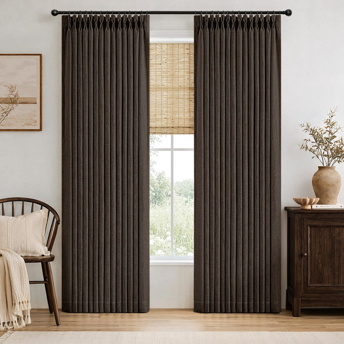 MIULEE Pinch Pleated Linen Light Filtering Curtains
