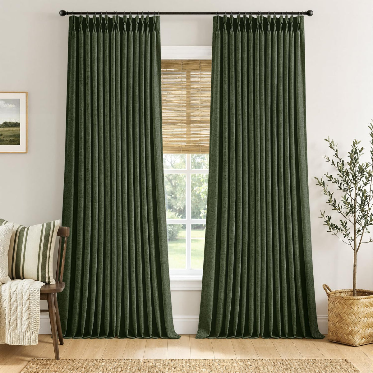 MIULEE Pinch Pleated Linen Light Filtering Curtains